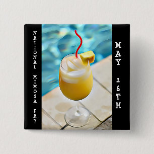 National Mimosa Day May 16th Drinking Holiday 15 Cm Square Badge