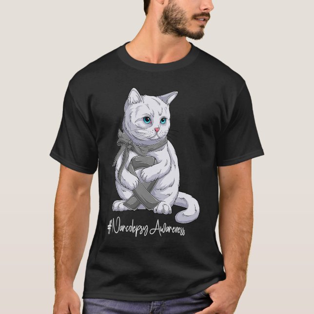 National Narcolepsy Awareness Month Grey Ribbon Cu T-Shirt (Front)