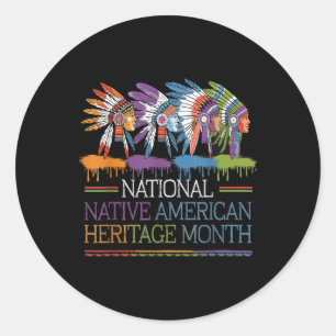 National Native American Heritage Month Heart Classic Round Sticker