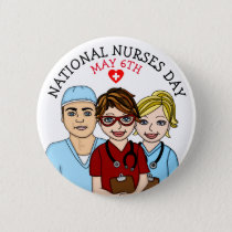 Red Cross Nurse Symbol Button with White Heart