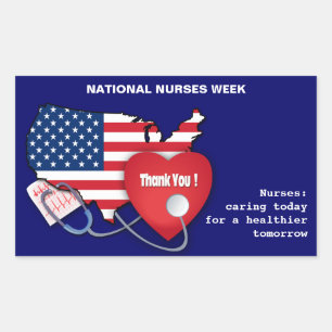National Nurses Week. USA Patriotic design custom Rectangular Sticker