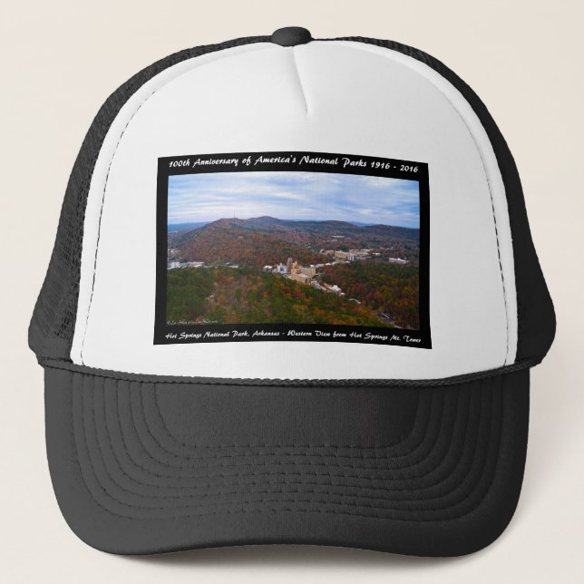 National Park Anniversary Hot Springs Autumn View Trucker Hat (Front)