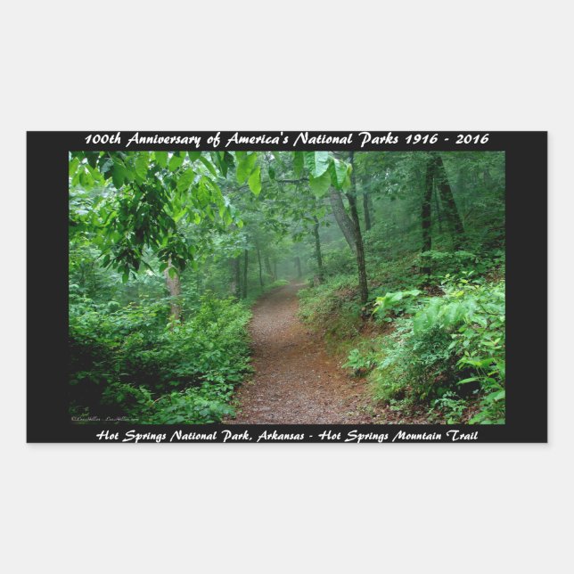 National Park Anniversary Hot Springs Mt Trail Rectangular Sticker (Front)