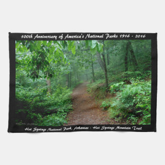 National Park Anniversary Hot Springs Mt Trail Tea Towel