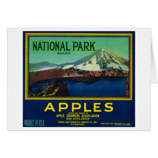National Park Apple Crate LabelHood River, OR (Front Horizontal)