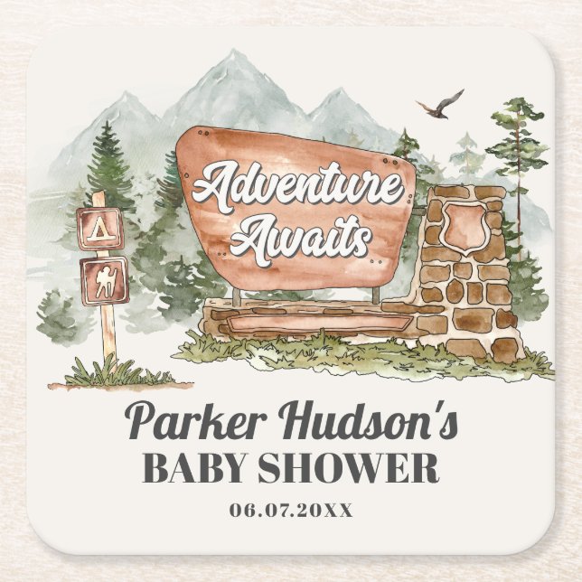 national park baby shower party coaster (Front)