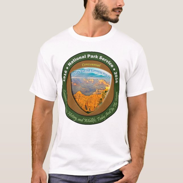 National Park Centennial Men's Basic White TShirt (Front)