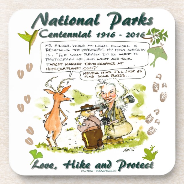 National Park Centennial Photographer Cartoon Coaster (Front)