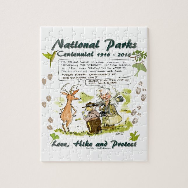 National Park Centennial Photographer Cartoon Jigsaw Puzzle (Vertical)