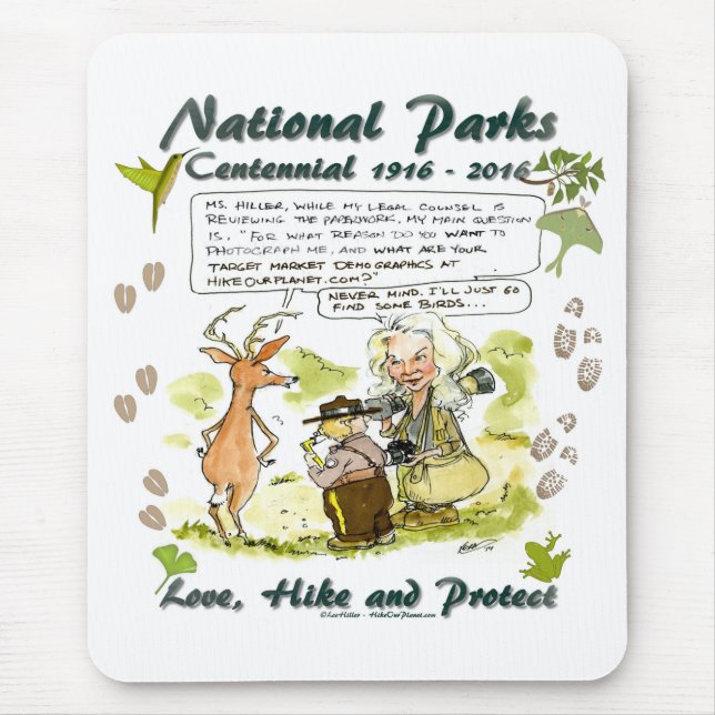 National Park Centennial Photographer Cartoon Mouse Pad (Front)
