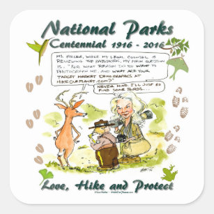 National Park Centennial Photographer Cartoon Square Sticker