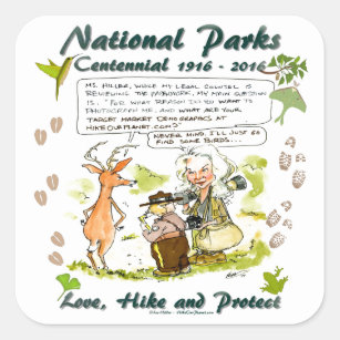National Park Centennial Photographer Cartoon Square Sticker