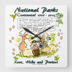 National Park Centennial Photographer Cartoon Square Wall Clock