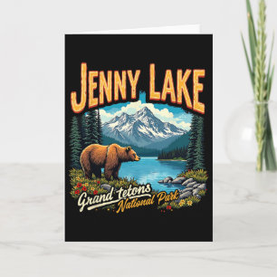 National Park Jenny Lake Vintage Trip Vacation Gra Card