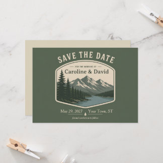 National Park Mountain Lake Wedding Save the Date Invitation