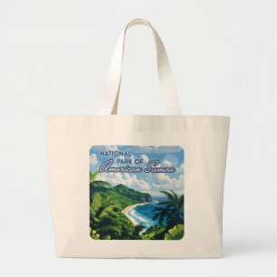 National Park of American Samoa Beach Rainforest Large Tote Bag