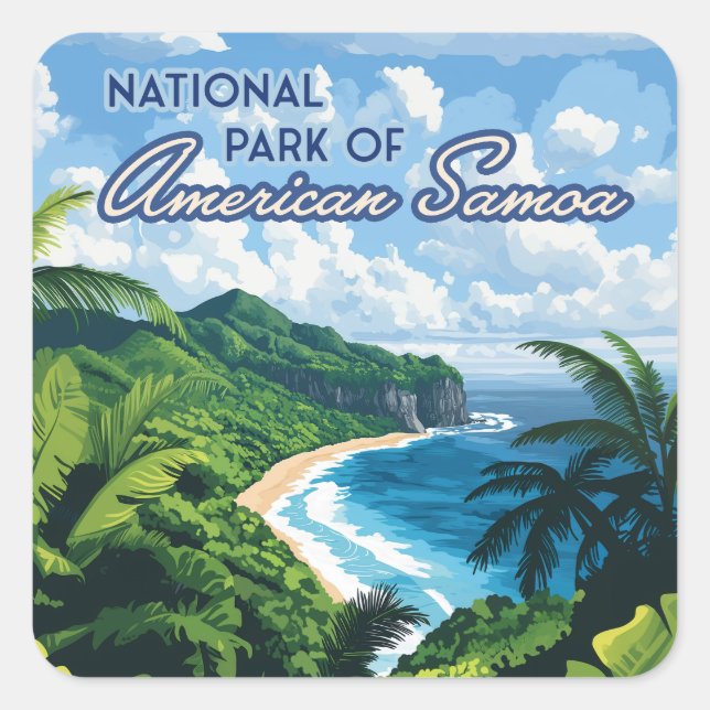 National Park of American Samoa Beach Rainforest Square Sticker (Front)