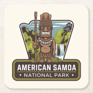 National Park of American Samoa Travel Badge Square Paper Coaster