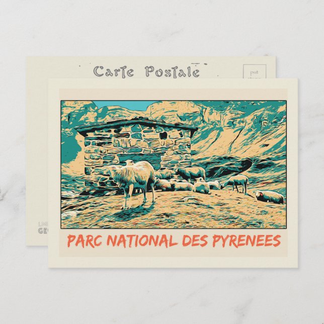National park of Pyrenees France, sheeps Postcard (Front/Back)