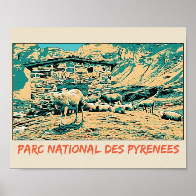National park of Pyrenees France, sheeps Poster (Front)