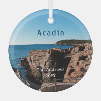 National Park Thunder Hole Acadia Glass Tree Decoration
