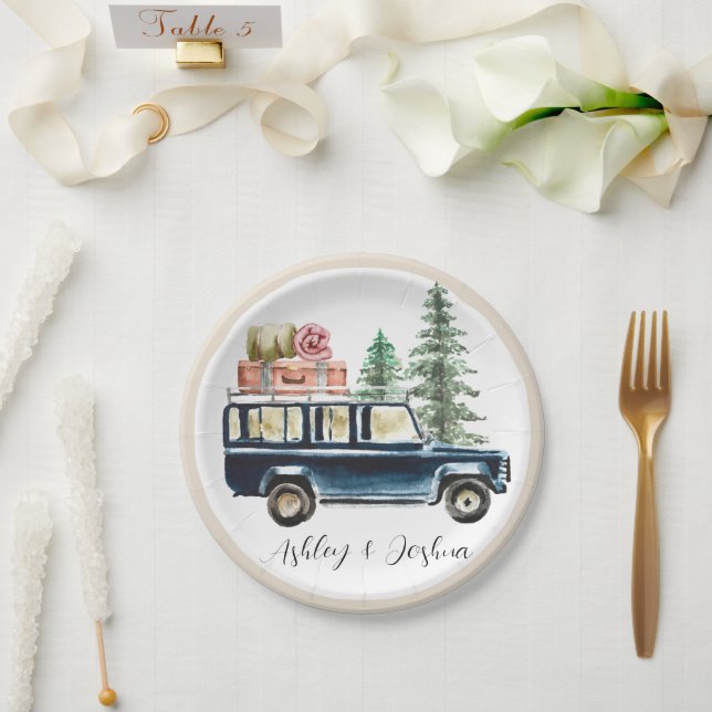 National Park Van Road trip Paper Plate (Wedding)