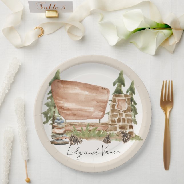 National Park Van Road trip Paper Plate (Wedding)
