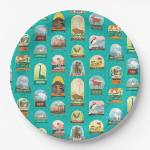 National Parks in Teal Napkins Paper Plate