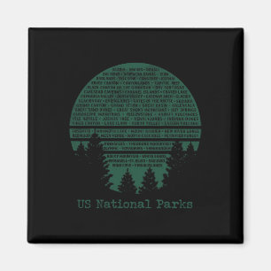 National Parks List Usa Word Art Cloud Trees Campi Magnet