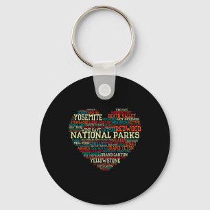 National Parks List Word Cloud Heart Camping Men W Key Ring
