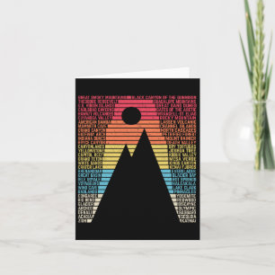 National Parks List Word Vintage Camping Hiking Me Card