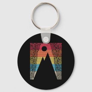 National Parks List Word Vintage Camping Hiking Me Key Ring