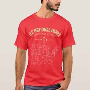 National Parks Map Camping Hiking Nature Eplorer g T-Shirt