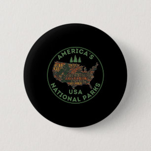 National Parks Map Hiking Travel Camping Outdoors 6 Cm Round Badge
