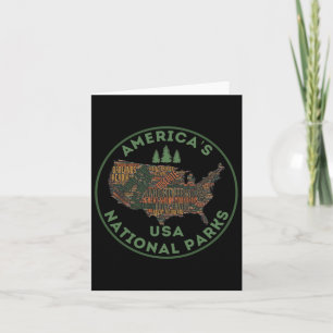 National Parks Map Hiking Travel Camping Outdoors Card