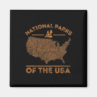 National Parks Map Hiking Travel Camping Outdoors Magnet