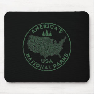 National Parks Map Hiking Travel Camping Outdoors Mouse Pad