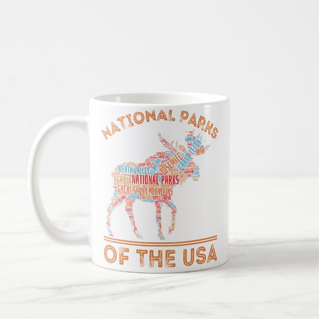 National Parks Moose Hiking Travel Camping Outdoor Coffee Mug (Left)