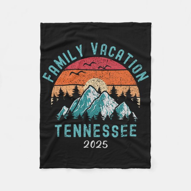 National Parks Mountains Family Vacation 2025 Tenn Fleece Blanket (Front)