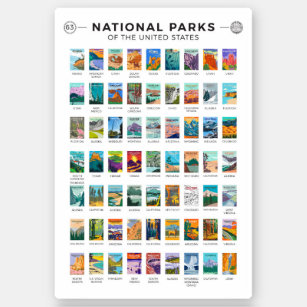National Parks of The United States List Vintage