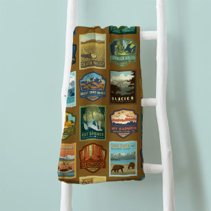 National Parks Pattern Fleece Blanket