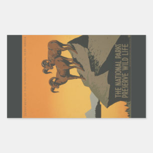 National Parks Preserve Vintage Ad. Rectangular Sticker