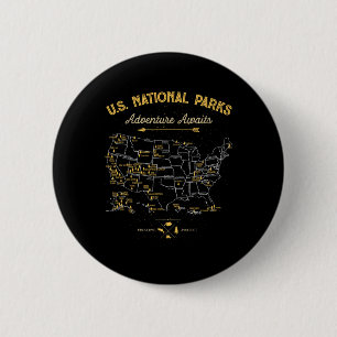 National Parks T Shirt Map Camping Women Men Hikin 6 Cm Round Badge