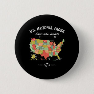 National Parks T Shirt Map Camping Women Men Hikin 6 Cm Round Badge