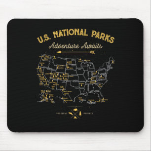 National Parks T Shirt Map Camping Women Men Hikin Mouse Pad