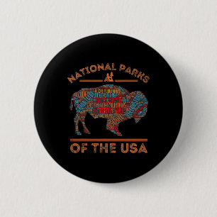 National Parks Usa Buffalo Travel Outdoors Hiking 6 Cm Round Badge