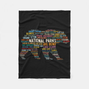 National Parks Usa List Word Cloud Bear Camping An Fleece Blanket