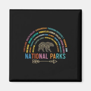 National Parks Usa List Word Cloud Bear Camping An Magnet