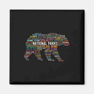 National Parks Usa List Word Cloud Bear Camping An Magnet