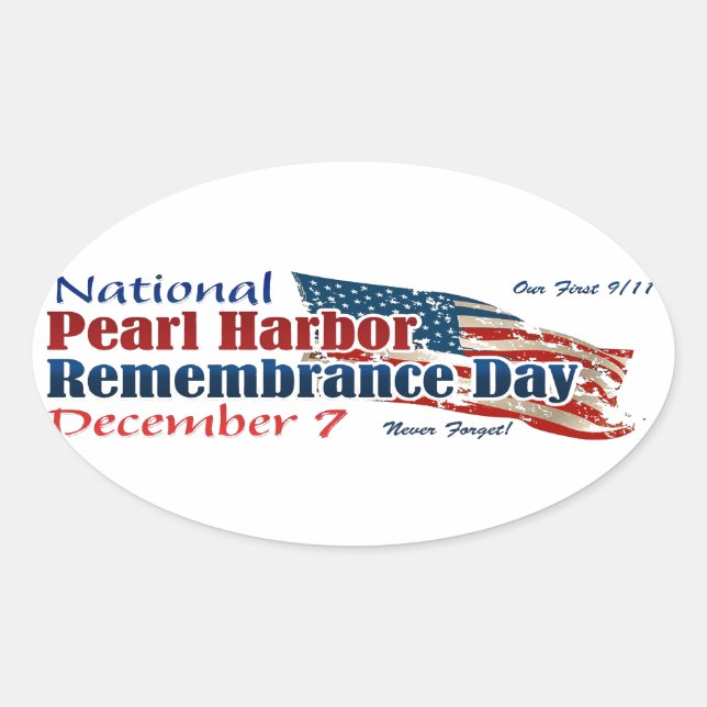 National Pearl Harbour Day Oval Sticker (Front)